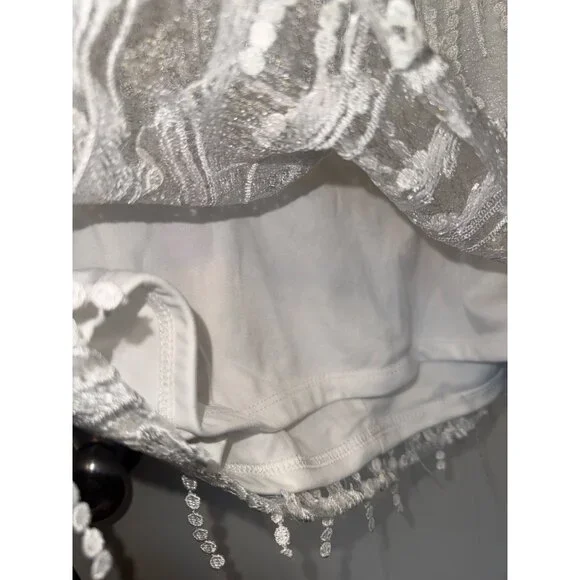 Lulus Making Magic White Fringe Lace-Up Mini Dress Size Medium - Picture 9 of 14